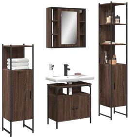 Set Mobili Da Bagno 4 Pz Rovere Marrone İn Legno Multistrato /