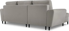 Divano angolare grigio chiaro allungabile e con contenitore (con penisola a sinistra/con chaise lounge) con rivestimento in bouclé Kyoto – Cosmopolitan Design