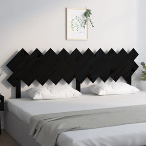 Testiera Per Letto Nera 196x3x80,5 Cm İn Legno Massello Di Pino /