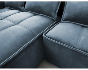 Divano angolare blu allungabile/con contenitore (con penisola a sinistra/con chaise lounge) e rivestimento in velluto Campo – ELTAP