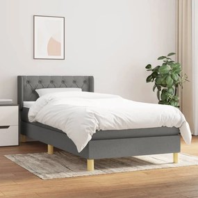 Giroletto A Molle Con Materasso Grigio Scuro 80x200 Cm Tessuto /