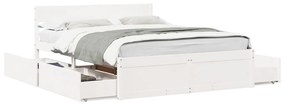 Letto Senza Materasso Bianco 140x200 Cm Legno Massello Di Pino /