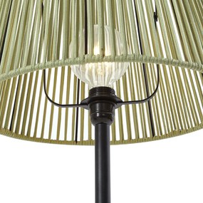 Lampada da terra per esterni nera con paralume in corda verde IP44 - Virginia Jayla