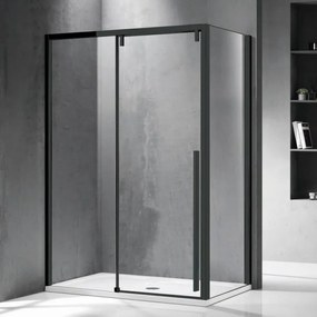 Kamalu - cabina doccia 80x150 profilo nero anta scorrevole e lato fisso | ksa5000b