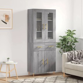 Credenza Grigio Sonoma 69,5x34x180 Cm İn Legno Multistrato /