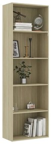 Libreria 5 ripiani rovere sonoma 60x30x189 cm legno multistrato