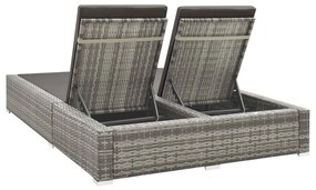 Lettino prendisole doppio in polyrattan grigio