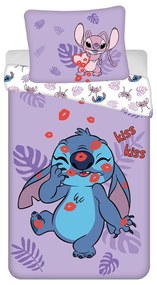 Set copripiumino e federa da bambini viola in cotone per letto singolo 140x200 cm Lilo and Stitch "Kiss" – Jerry Fabrics