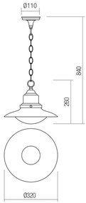Redo 90094 - Lampadario a sospensione con catena per esterni ELIO 1xE27/42W/230V IP44