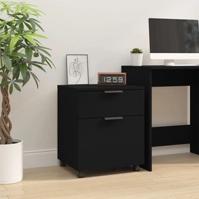 Schedario Con Ruote Nero 45x38x54 Cm İn Legno Multistrato /