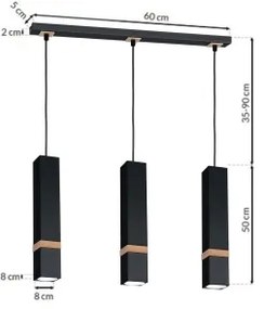 Lampadario a sospensione con filo VIDAR 3xGU10/25W/230V nero