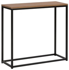 Tavolino consolle legno scuro e metallo nero 80 x 30 cm DELANO Beliani