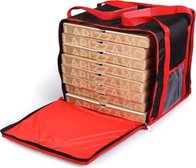 Borsa Termica Porta Pizze da Asporto 8/10 Cartoni Safemi Express 10 Nera e Rossa...