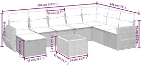 Set divano da giardino 9 pz con cuscini grigio in polyrattan