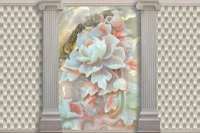 Carta da parati – Fiori di lusso tra colonne