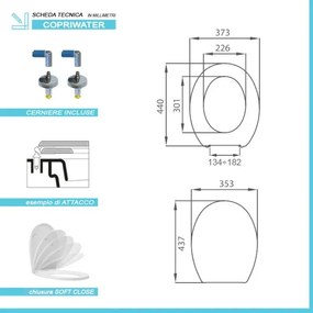 Sedile wc dedicato Incea serie Iside con chiusura rallentata e sgancio rapido