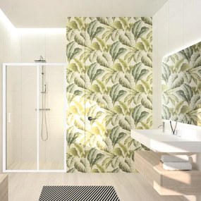 Porta doccia scorrevole L 96-102 cm x H 195 cm per nicchia in vetro trasparente SP. 5 mm, profilo opaco bianco, serie Ocean