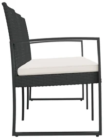 Panca da giardino a 3 posti con cuscini in rattan pp nero