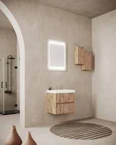 Mobile sottolavabo e lavabo Portofino rovere oro in mdf L 60 x H 51 x P 40 cm 1 vasca 2 cassetti