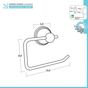 Set accessori a muro 5 pezzi in acciaio con finitura bronzo e viti incluse Iris