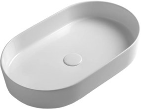 Lavabo da appoggio Smash OLYMPIA CERAMICA ovale in ceramica L 60 x H 14 x P 20 cm bianco lucido piletta non inclusa