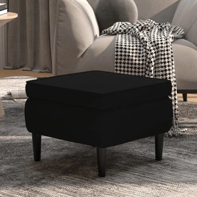 Poggiapiedi Con Gambe İn Legno Nero İn Velluto /