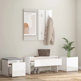 Set di mobili da corridoio bianco lucido in legno multistrato