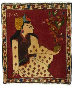 Shiraz Tappeto 60 x 60 Rosso (Iran) Annodato A Mano