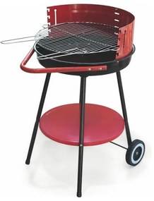 Galileo Bbq Barbecue Grill Rosso Tondo Con Ruote 50X85