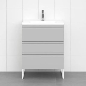 Mobile bagno con lavabo L 60 x H 56 x P 46 cm artico in mdf 3 cassetti per vasca centrale Pull
