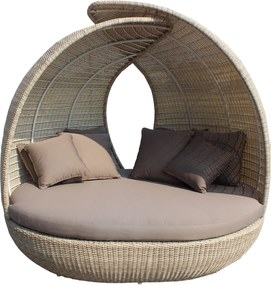 OFELLA - divano da giardino circolare completo di cuscino intreccio in rattan sintetico