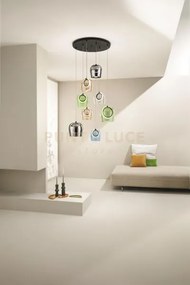 Sospensione 8 luci pinta nero led 3000k 2880lm 48w dimmerabile senz...