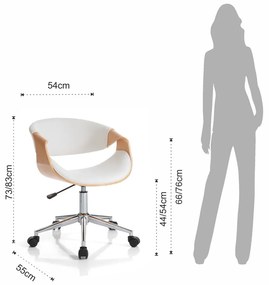 Sedia da ufficio bianca/di colore naturale in similpelle Visby – Tomasucci