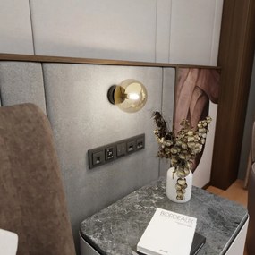 Lampada da Parete ROSSI K1 BL E14 Grafite,Trasparente, Miele Colore del corpo Miele