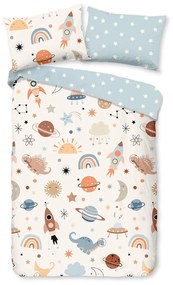 Set copripiumino e federa da bambini blu/beige in cotone per culla 100x135 cm Eclips – Good Morning