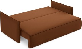 Divano color terracotta allungabile/con contenitore con rivestimento in velluto 225 cm Hula – Makamii