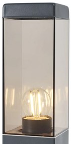Lampada da esterno grigio scuro con vetro fumé 45cm IP44 con presa e sensore di movimento - Malios