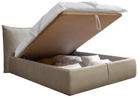 Letto matrimoniale imbottito beige con contenitore con griglia 180x200 cm Jade - Bobochic Paris