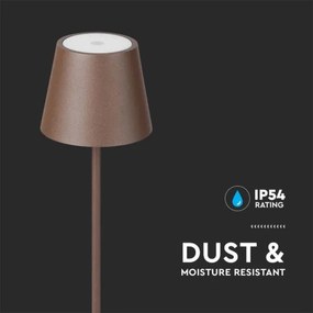 LED Lampada da terra ricaricabile e dimmerabile 3in1 LED/4W/5V 4400 mAh 3000K IP54 marrone
