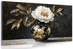 Stampa su tela – Imitazione di pittura a olio di fiore nel vaso