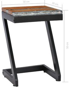 Tavolino da Caffè 30x30x50 cm Legno Massello Teak e Poliresina