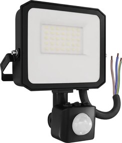 Faro LED 20W IP65 Nero con Sensore di Movimento e OSRAM chip LED Colore Bianco Caldo 3.000K