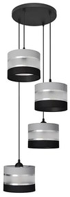 Lampadario a sospensione con filo HELEN 4xE27/15W/230V nero/grigio/argento