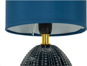 Lampada da tavolo blu in ceramica con paralume in tessuto (altezza totale 30,5 cm) Flavi – Mauro Ferretti