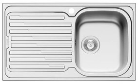 Lavello integrato 1 vasca con gocciolatoio a sinistra DELINIA Amaltia Dekor inox L 50 x L 86 cm argento
