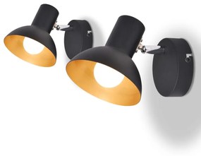 Applique 2 Pz Per 2 Lampadine E27 Nero E Oro /
