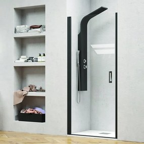 Porta doccia 90cm con telaio nero opaco vetro trasparente NICO-C3000 - KAMALU