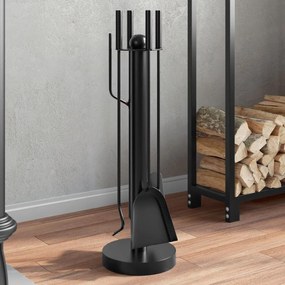 Set Attrezzi Per Caminetto 5 Pz 18x56 Cm İn Acciaio /