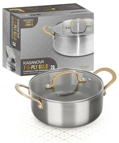 Casseruola 20 cm triplo strato Tri Ply - Gold con coperchio