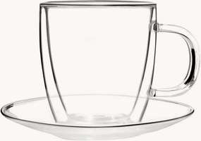 Set di 2 tazze con piattino in vetro borosilicato Amo